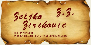 Željko Ziriković vizit kartica